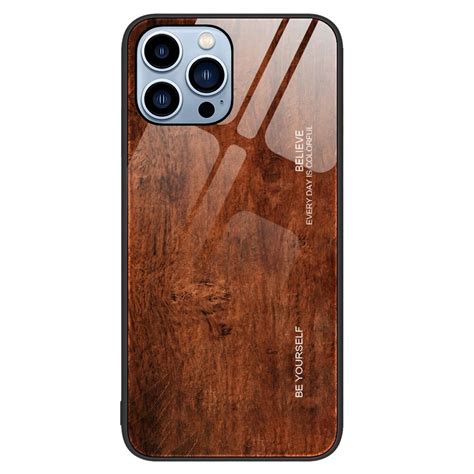 Skalo Iphone Pro Max Wood H Rdet Glas Tpu Cover M Rkebrun Elgiganten