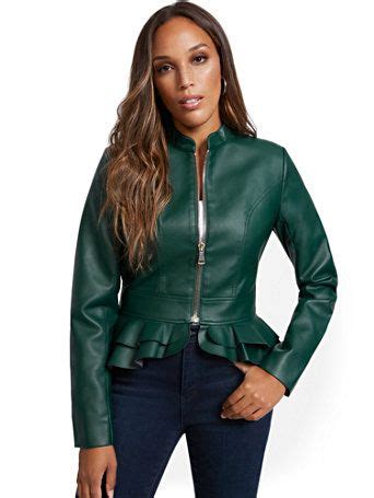 Peplum Faux Leather Jacket