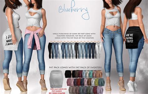 Second Life Marketplace Blueberry Lila Jeans Fat Pack