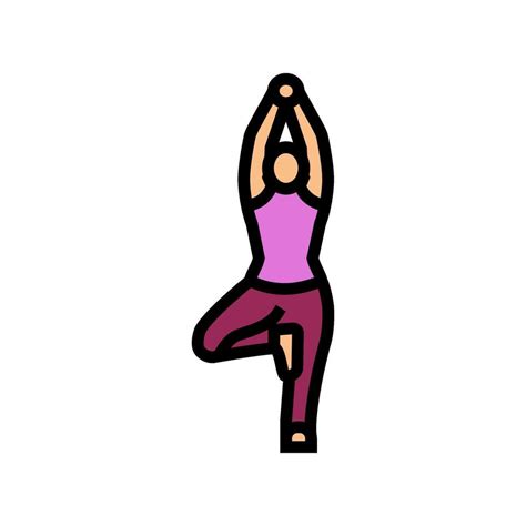 Tree Pose Vrksasana Yoga Color Icon Illustration 48934281 Vector Art At