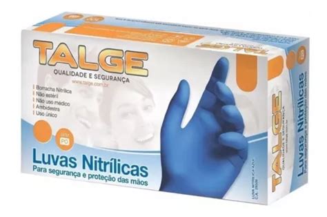 Luvas descartáveis antiderrapantes Talge cor azul tamanho M de nitrilo