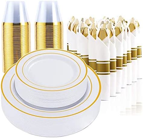 Piece Gold Dinnerware Set For Wedding Party Guest Gold Rim