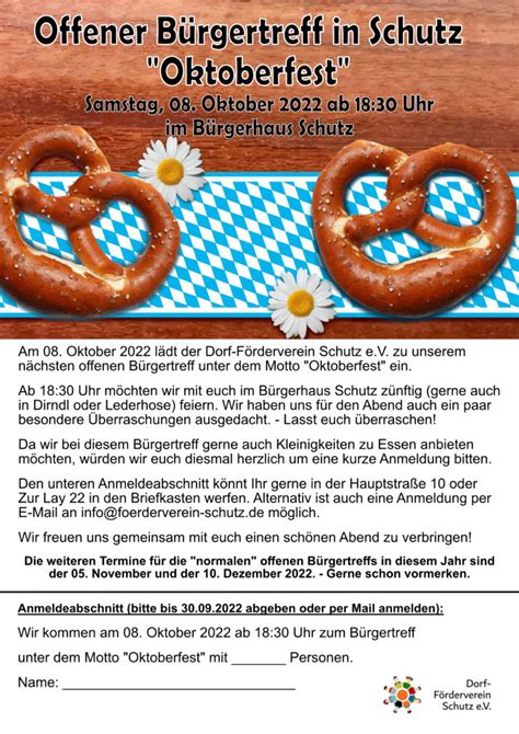 Bürgertreff Motto Oktoberfest 08 10 22 Dorf Förderverein Schutz