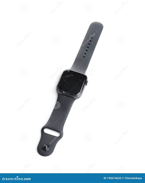 Broken Smart Watch Isolated on White Stock Image - Image of expertise