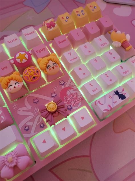 Sailor Moon Kawaii Keycap Set Pink Custom Keycaps Artisan Keycap