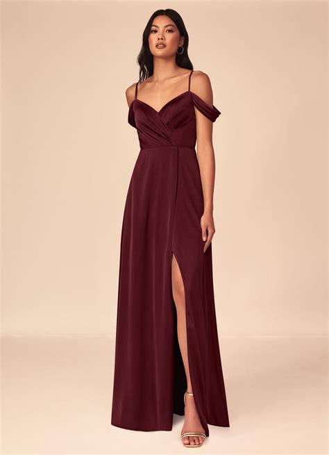 Cabernet Azazie Ocean Stretch Satin Dress Bridesmaid Dresses Azazie