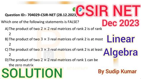 Csir Net December Linear Algebra Solution Csir Net Dec