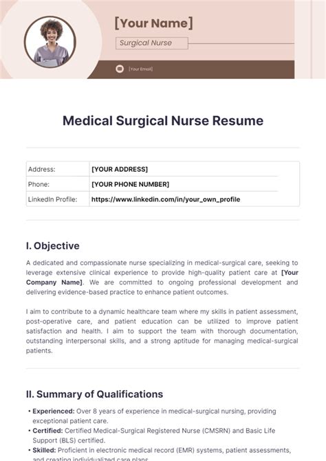 Free Medical Surgical Nurse Resume Template Edit Online And Download