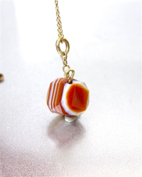 Antique Carnelian Agate Fob Pendant Victorian Scottish Banded Agate