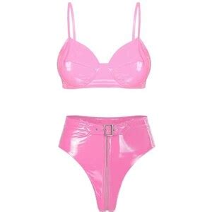 YiZYiF Bikini Pelle Donna Sexy Costumi Da Bagno Mare Due Pezzi Mini