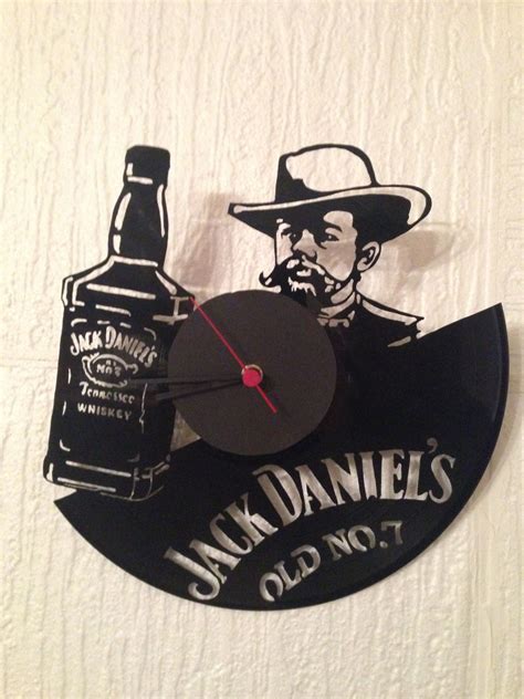 Horloge Disque Vinyle Découpé à La Main Décors Jack Daniels Horloge