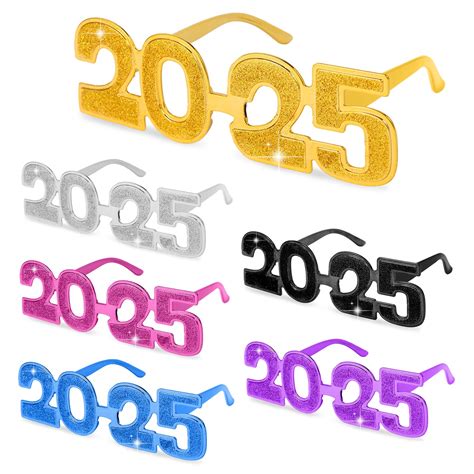 24 Pcs 2025 Glasses 2025 New Year Eve Glasses Glitter Number Eyeglasses