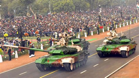 Indian T 90 Bhishma Main Battle Tanks During 2017 Republic Day Parade