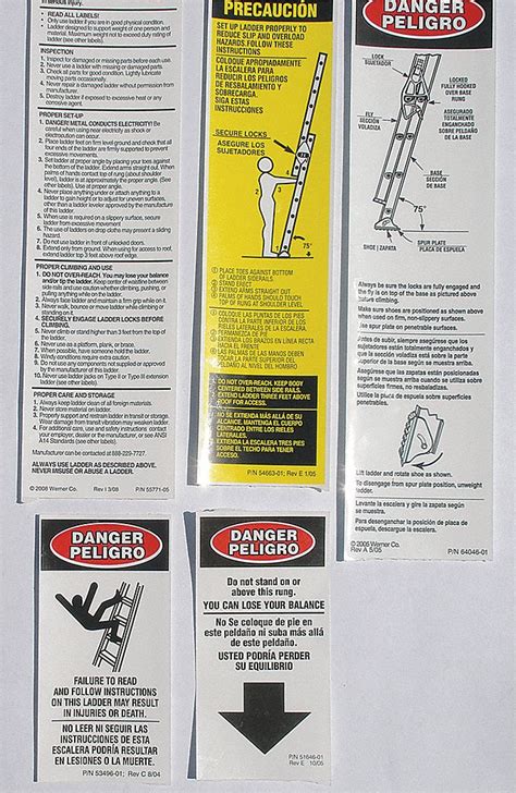 WERNER AL Extension Ladder Safety and Instructions Labels: Fits Werner Brand - 24HW05|LAE100 ...