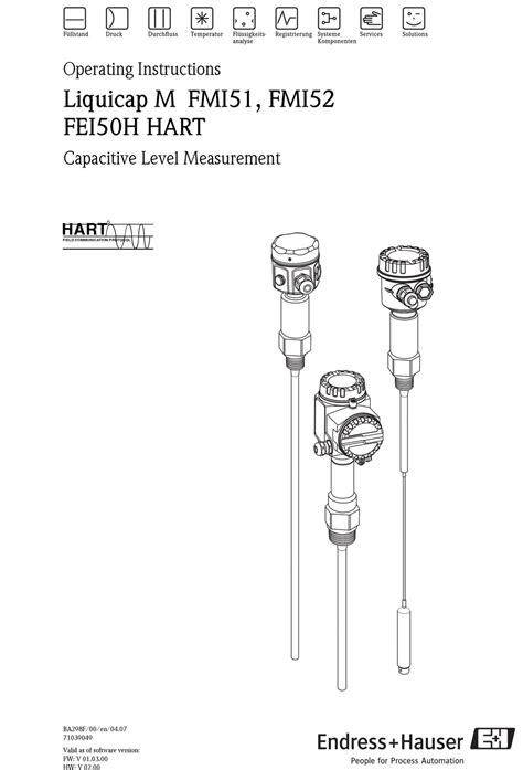 Endress Hauser Liquicap M Fmi Operating Instructions Manual Pdf