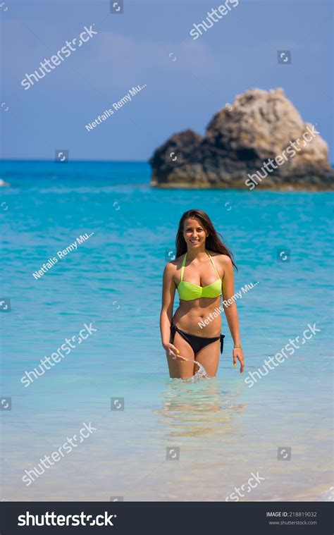 Portrait Happy Sexy Girl Bikini Posing Stock Photo 218819032 Shutterstock