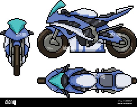 Pixel Art Set Isolated Modern Motorcycle Stock Vector Image Art Alamy