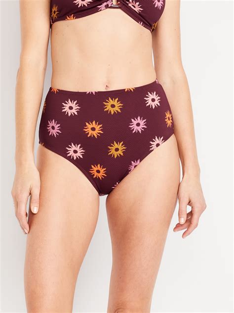 High Waisted Textured Bikini Swim Bottoms Old Navy