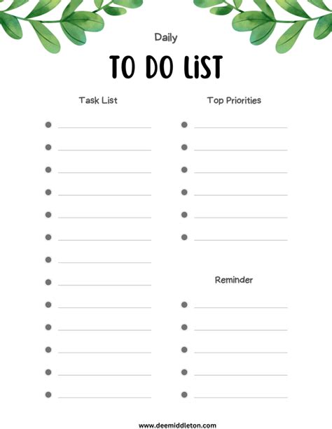 Free Printable Daily To Do List