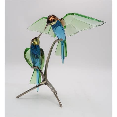 A Swarovski Crystal Birds Of Paradise Figureof Two Bee Eaters On