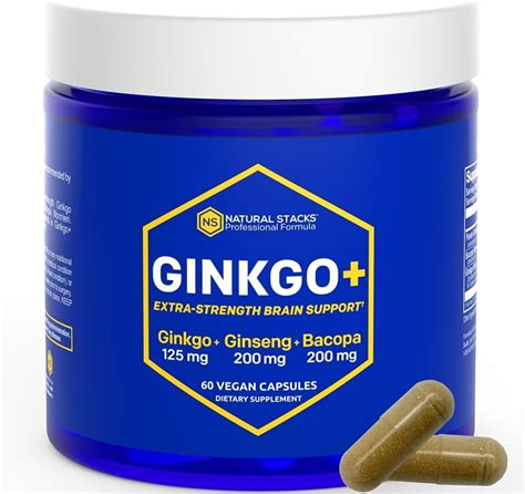 Natural Stacks Ginkgo Biloba Supplements W Panax Ginseng And Bacopa Monnieri Focus Supplement