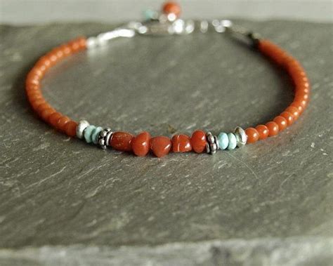 Turquoise Coral Bracelet Natural Undyed Orange And Italian Coral Bracelet