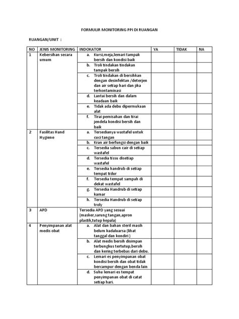 Lembar Monitoring Ppi Di Ruangan Pdf