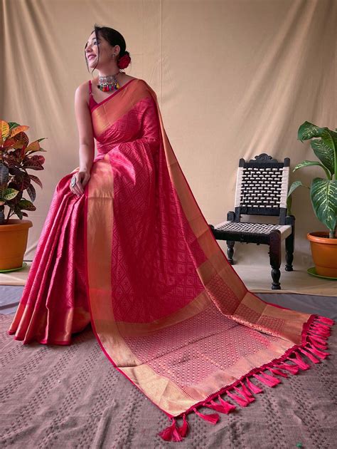 Women S Patola Bandhej Weaving Silk Saree Dvz Dvanza