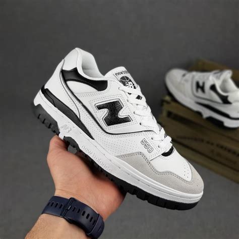 Мужские летние кроссовки new balance 550 белые с черным замшевые ...