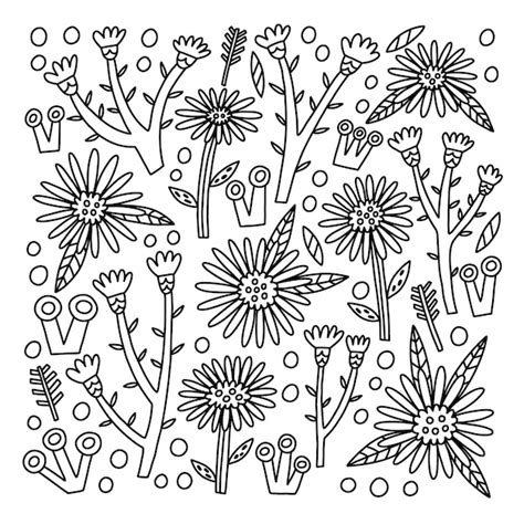 Premium Vector Doodle Asters Decorative Collection Flower And Leaf