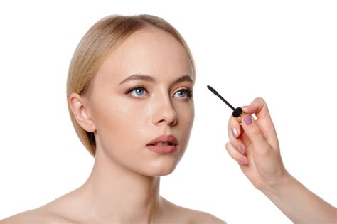 Premium Photo Beauty Portrait Of A Smiling Beautiful Half Naked Woman Posing With Make Up Brushes