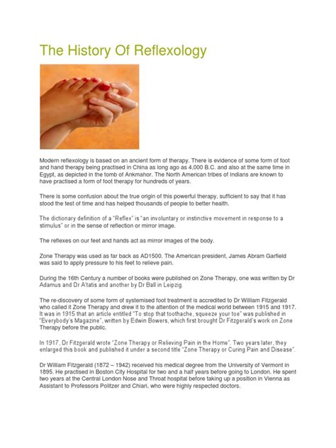 The History Of Reflexology Pdf Reflexology Medical Specialties