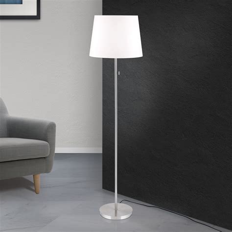 Ludwig textile floor lamp, matt nickel | Lights.ie