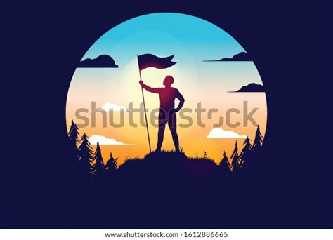 7,203 Man Holding Flag Silhouette Images, Stock Photos & Vectors ...