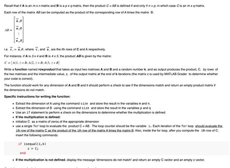 Solved Recall That If A Is An M X N Matrix And B Is A P X Q Matrix Then The Product C Ab Is