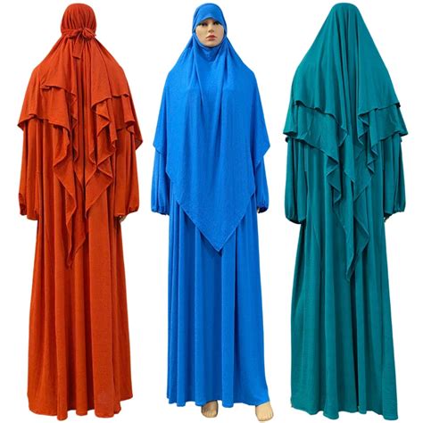 Jilbab Set Muslim Women Prayer Outfit Ramadan Eid Islam Clothes Long