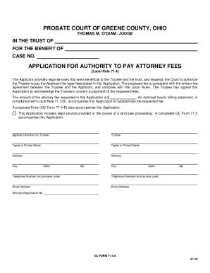 Fillable Online Probate Court Of Greene County Ohio Application