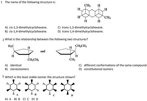 Solved The Name Of The Following Structure Is Ch A Cis