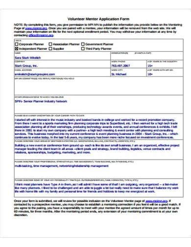 FREE 10 Mentor Application Form Samples In MS Word PDF