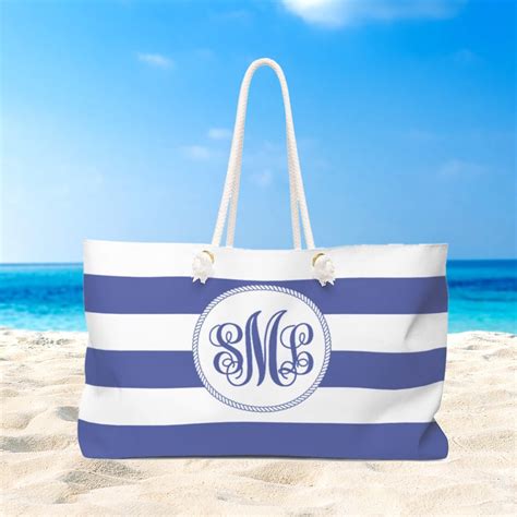 Monogram Initials Custom Beach Bag Custom Tote Bag Etsy