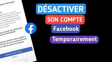 Comment désactiver temporairement son compte Facebook YouTube