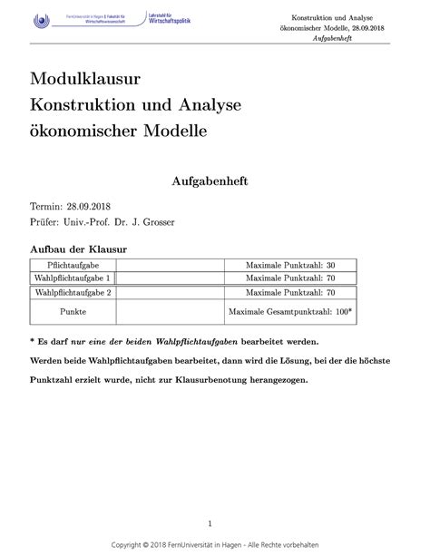 Klausur Sommersemester Fragen Konstruktion Und Analyse