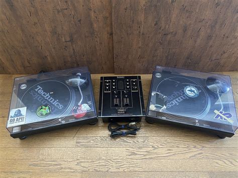 【やや傷や汚れあり】kk13 Technics ミキサー・ターンテーブルセット Sl 1200mk3 2台 Sh Dj1200