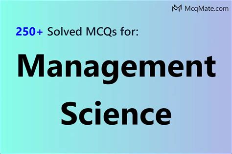 250 Management Science Solved Mcqs With Pdf Download