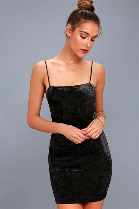 Sexy Black Velvet Dress Velvet Bodycon Dress Lbd Lulus