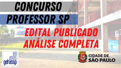 Concurso Professor Prefeitura Sp Edital Publicado An Lise Completa