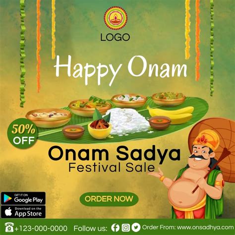 Onam Sadya Flyer Poster Template | PosterMyWall