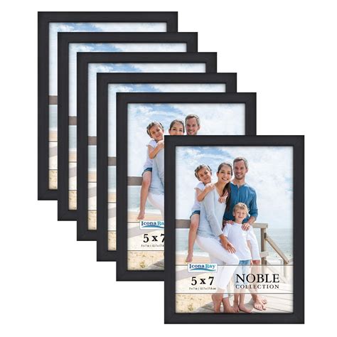 Icona Bay 5x7 Black Picture Frames, Contempo-Modern Style, 6 Pack, Noble Collection (US Company ...