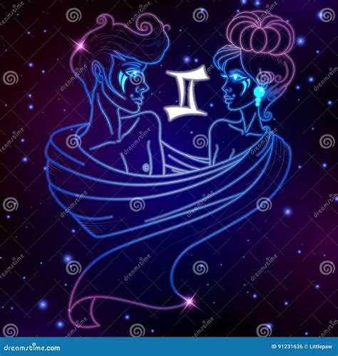 Gemini Zodiac Sign Horoscope Symbol Vector Illustration Stock Vector Illustration Of Drawing