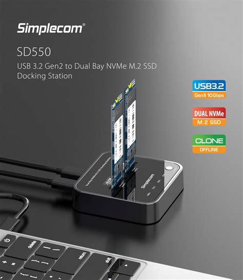 Simplecom Usb Gen To Dual Bay Nvme M Ssd Docking Station Sd